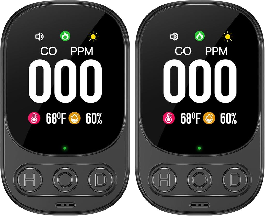 Carbon Monoxide Detectors Plug in, 3-in-1 CO Detector with Temp/Hum Sensor Portable Travel Carbon Monoxide Alarm with 85dB Alarm
