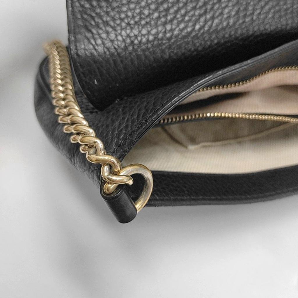 [Gebraucht] Geprägtes Logo Kette Quaste Leder Crossbody Umhängetasche - Gut #FU4MSI