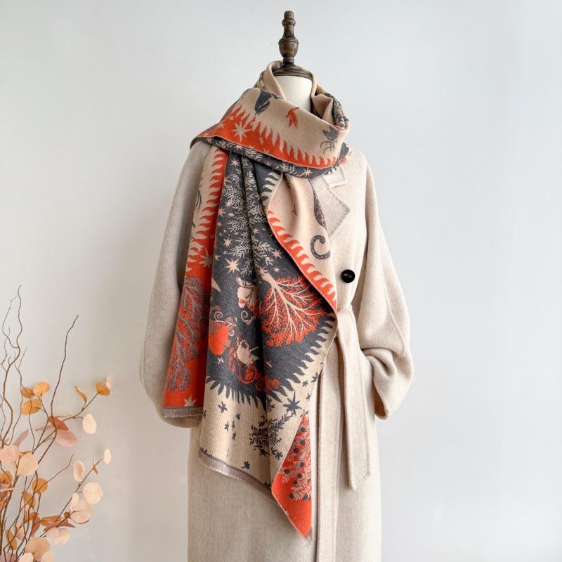 Autumn and winter travel photo outside with high-end shawl women's blanket scarf dual-purpose office blanket imitation cashmere scarf