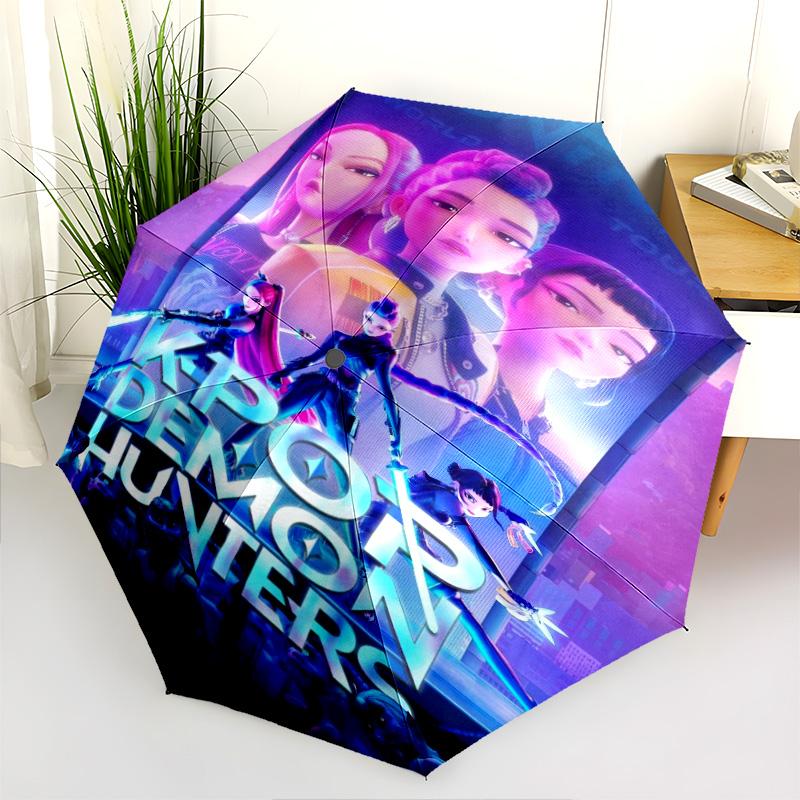 K-Pop Demon Hunters: Urban Fantasy Adventure Folding Umbrella Travel Suitable for All Seasons Three Folds Sun Umbrella Sun Umbrella