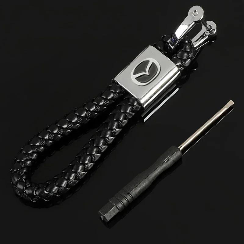 Car Woven Rope Keychain Ornaments Leather Keyring Gifts For Mazda 2 3 6 5 Atenza CX3 CX5 MX5 CX7 Axela CX30 CX90 CX60 CX50 MX30