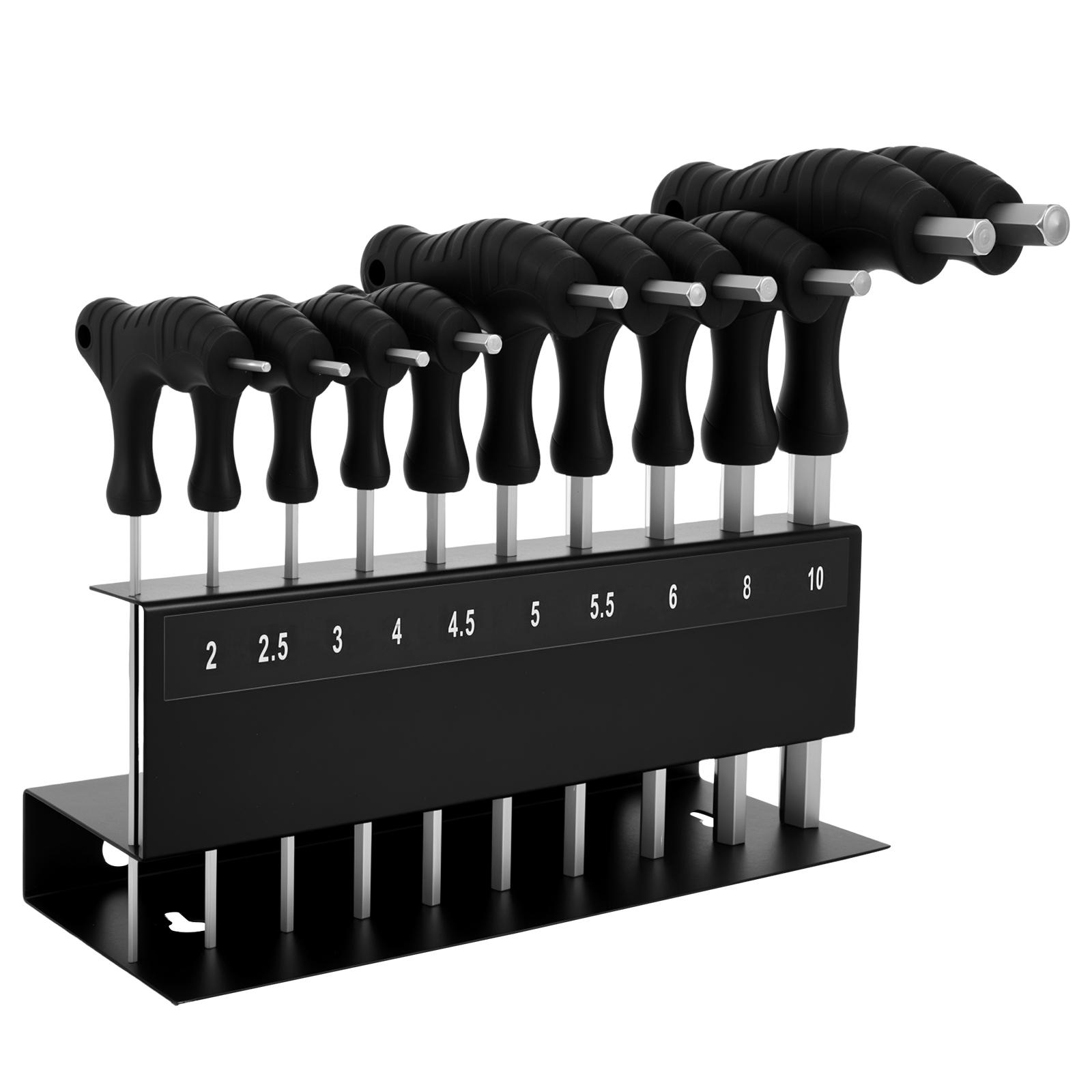 

10Pcs T Handle Hex Key Set Portable Long Arm Allen Wrench Sets with Storage Rack for Basic Home Repair Maintenance Allen Wrench чёрный