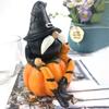 Halloween Pumpkin Gnomes with Witch Hat Resins Figurine Festives Decoration For Indoor and Outdoor Party Garden Decors