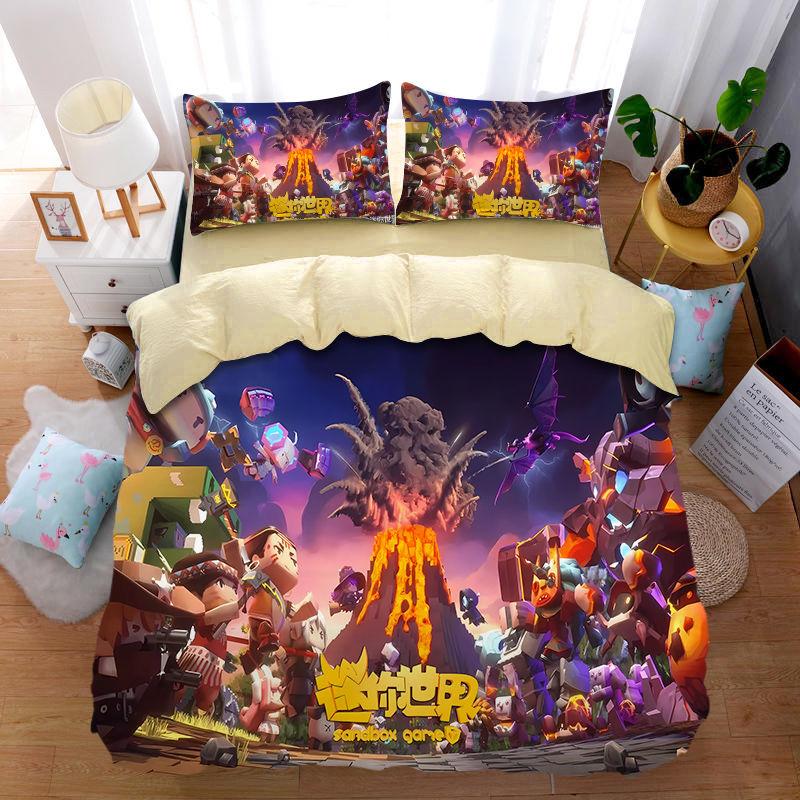 Game Mini World Duvet Cover Pillowcase Bedding Set Adult Boy Girl Bedroom Decoration Children Single Double Large Size