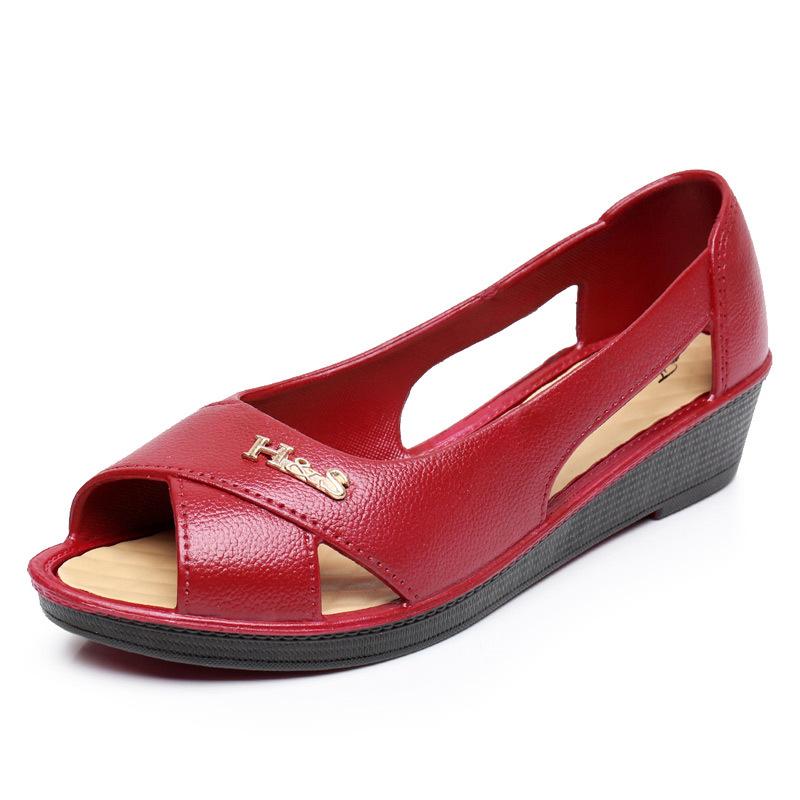 Order A Size Up Ladies' Summer New Model Shoes for Middle-aged Moms, Soft Bottom Slip- Durable Hollowed-out… More