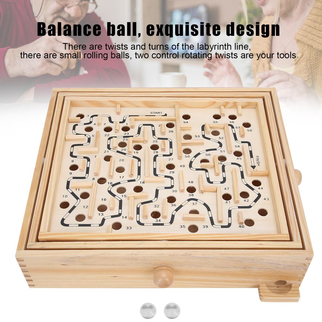 Wooden Ball Game Maze Educational Enhances CoordinationLabyrinth Puzzle Toy for Adults Kids