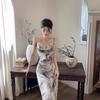 Retro Ink Painting Sleeveless Suspender Dress Female Summer Royal Sister Light and Familiar Wind Swing Collar Sexy Hip Fish Tail Dress