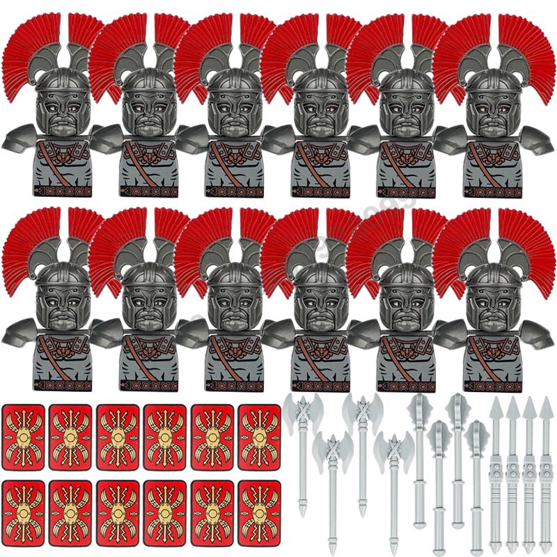Medieval Military Building Blocks Roman Officer Soldier Knight Imperial Army Head Of State Elf Hunter Lion King War Horse Brick