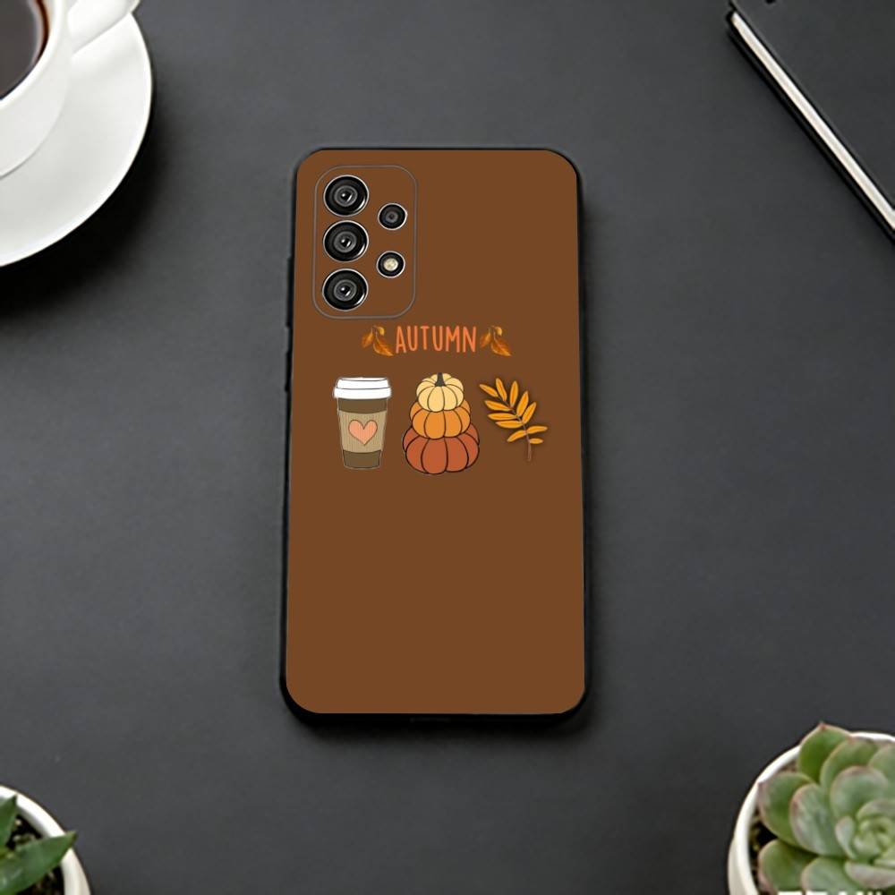 Autumn leaves P-pumpkin Phone Case For Samsung S25,S24,S21,S22,S23,S30,Ultra,S20,Plus,Fe,Soft Silicone Black Cover