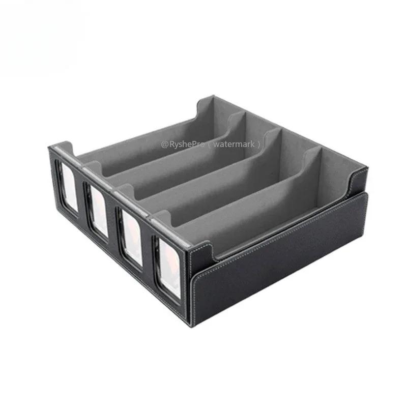 

Ящик для хранения карт для более чем 3000 коллекционных карт с держателями карт, окна для просмотра, кейс для колоды MTG с 12 разделителями, 4 блока, 4 держателя черный серый