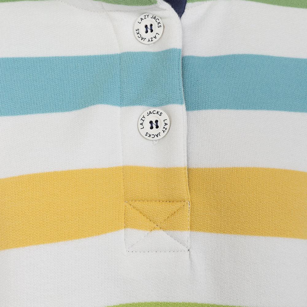 Lazy Jacks Womens/Ladies Striped Button Neck Sweatshirt