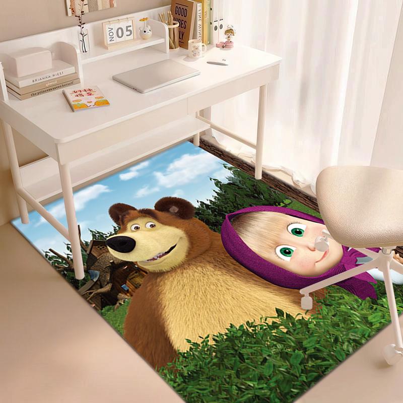 Russian animation Masha and the Bear Fairy Tale Cartoon Carpet Soft Home Living Room Bedroom Door Mat Outdoor Picnic Ground Mat rug T1