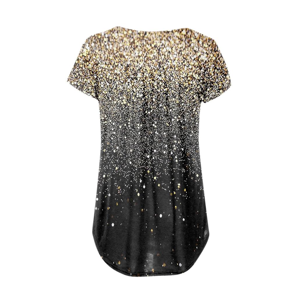 Women's Short-sleeve Loose Tops Casual Plus Size Tunic Button Tops