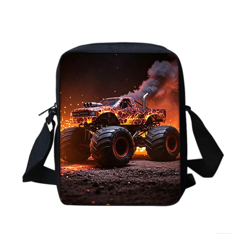 Monster Jam Crossbody Bag Versatile Cartoon Print Best Gift for Male and Female Students, School and Office Workers