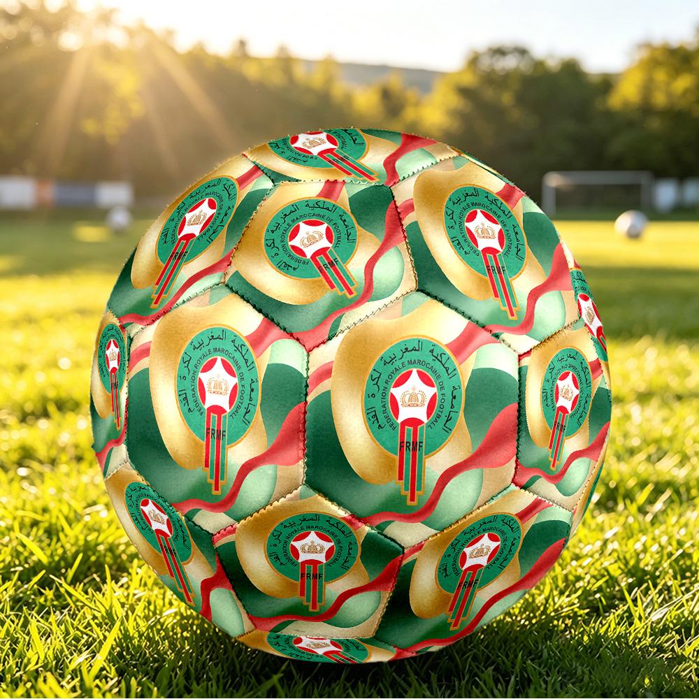 Morocco Football Printed Size 5 Soccer Ball Wear Resistant Standard Adult Training Football Fan Gift for Indoor Outdoor Match Sports