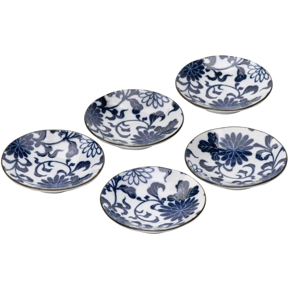 

Somezuke chrysanthemum arabesque small plate set