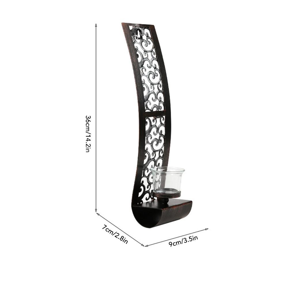 2pcs Balck Wall Candle Holder Iron Iron Wall Art Decorations Elegant Wall Candle Sconce for Office