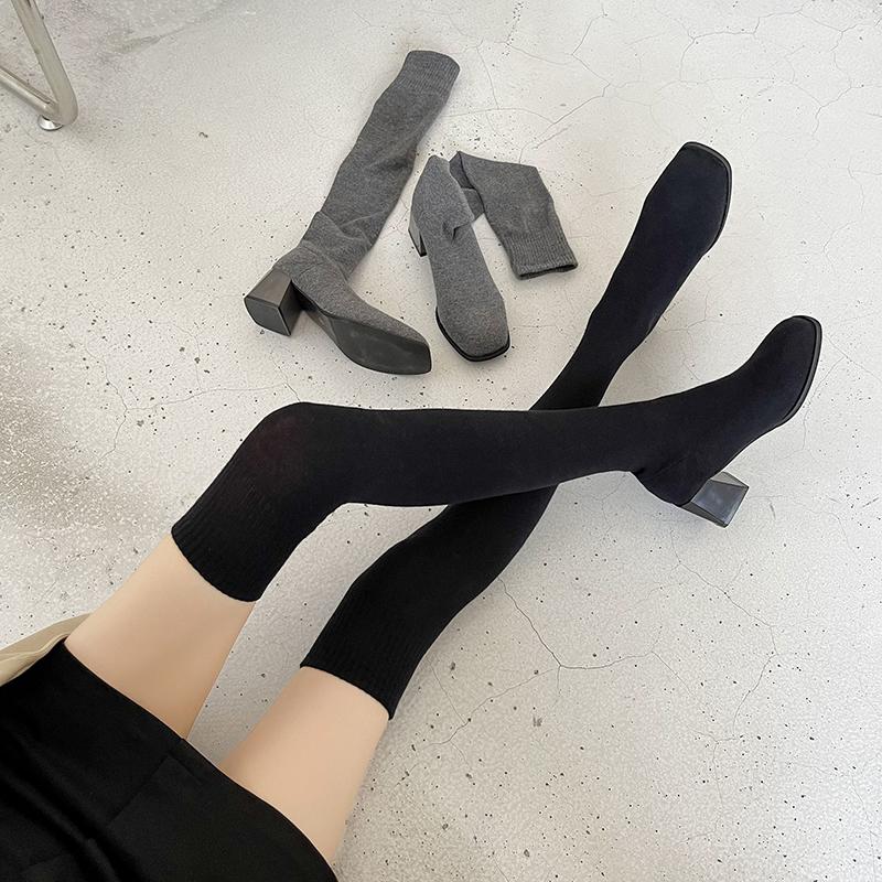 Fashion Women Mid Heels Long Sock Boots Fashion Comfortable Shoes for Woman Designer Elegant Winter New Trends Shoes 2025 Fad Knee Boots