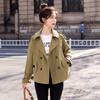 Fashion Casual Short Trench Coat Women's Spring New Double-breasted Small Man Design Khaki Jacket Tide