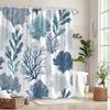1Pc Coral Reef Pattern Shower Curtain - Polyester Fabric, Machine Washable, Suitable For Bathroom Hotel Decoration