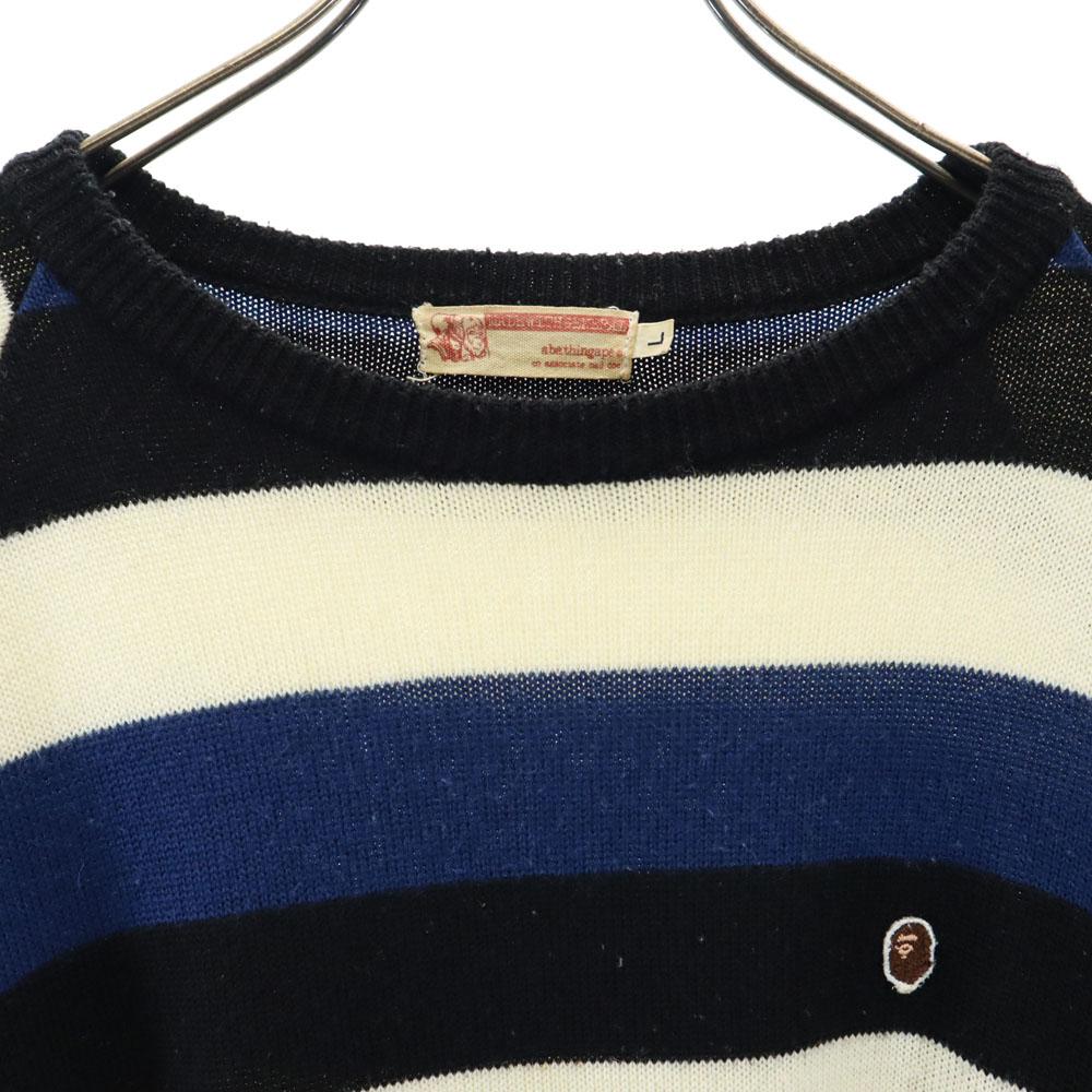A Bathing Ape Wool Blend Border Long Sleeve Sweater L Knit Men's Used