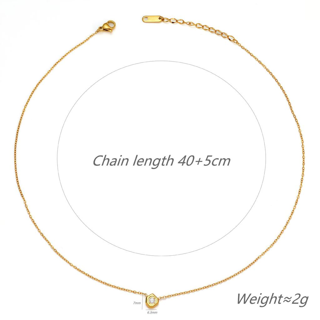 Einfache Geometrische Polygon Kleine Weiße Diamant Halskette Titanstahl Nicht-Verblassend Temperament Vielseitig Schlüsselbein Kette Geschenk