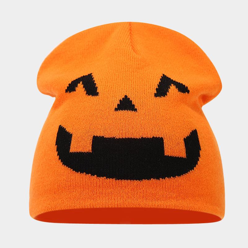 Autumn and Winter New Halloween Pumpkin Skull Jacquard Knitted Hat Festive Personality Funny Warm Wool Hat