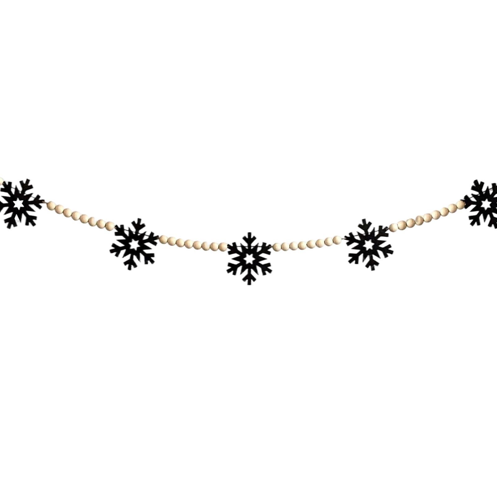 

Christmas Tree Garland With Wood Beads, GreenTrees Holiday Banner, Home Decor One Size