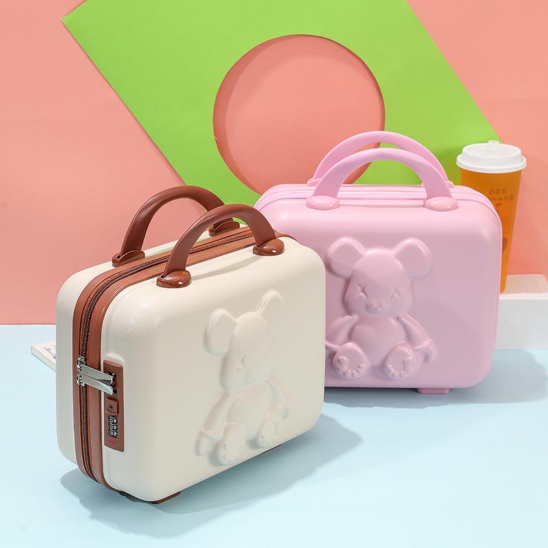 14" Compact Women's Suitcase with Lock and Code, Lightweight Mini Storage Bag