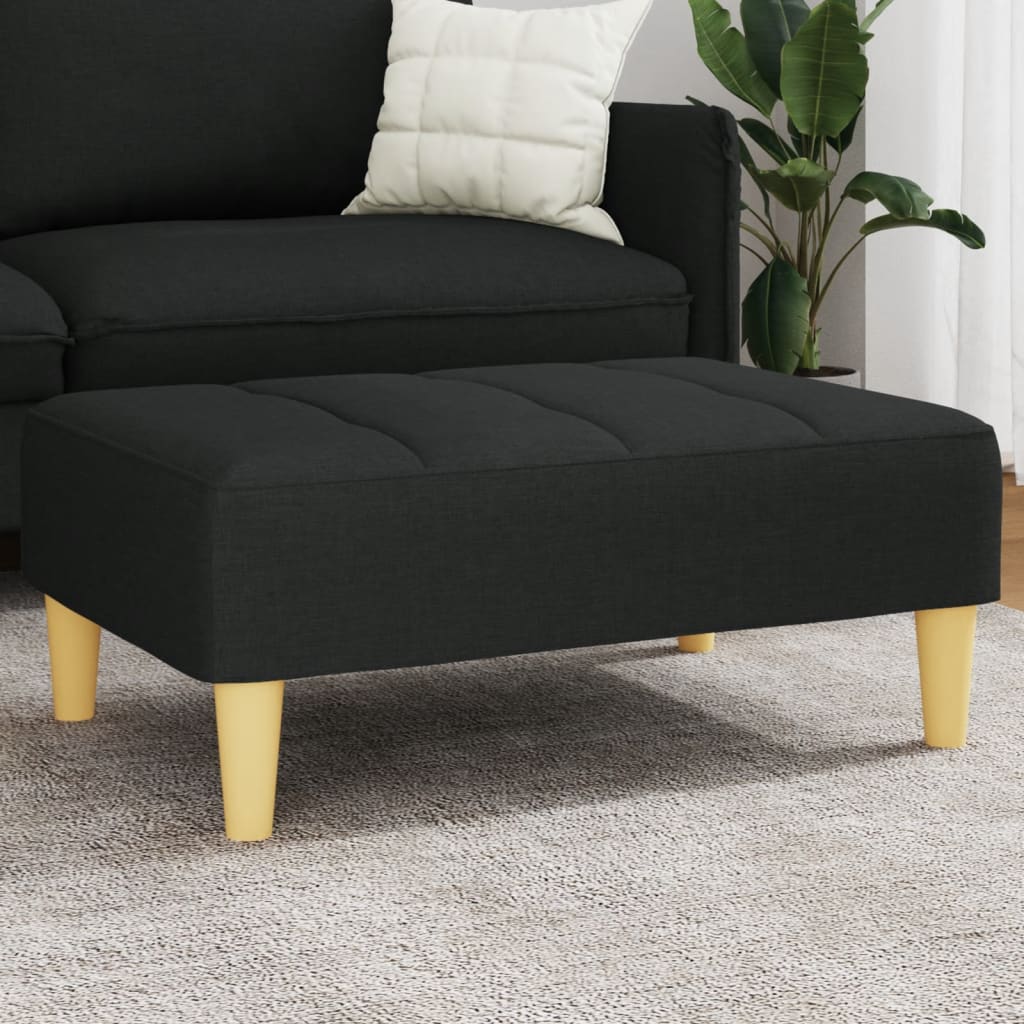 Footstool Black 77 X 55 X 31 Cm Fabric