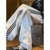 High Street Striped Casual Pants for Men, Autumn and Winter American Style, Cool Wide-Leg Sports Sweatpants, Trendy Brand Versatile Floor-Length Pants