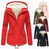 2025 Winter Women's Solid Color Hooded Parka Coat Thick Fleece Lined Cotton Jacket Outerwear