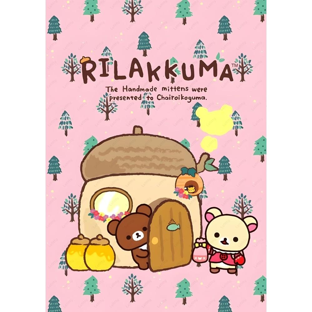 Uroczy Kreskówkowy Anime Rilakkuma Klasyczny Plakat HD 4K Samoprzylepny Druk na Ścianę Wodoodporny Wystrój Estetyczny do Domu Salonu Sypialni Baru