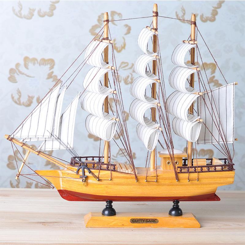 Smooth Sailing Sailing Boat Ornament Home Decoration Living Room Wine Cabinet Office Handmade Wooden Boat Qixi Festival Gifts