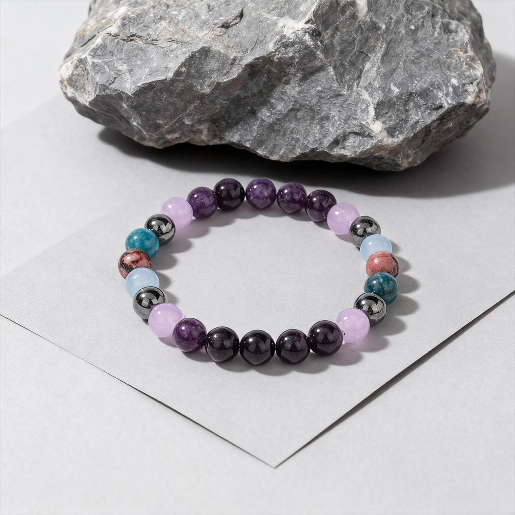 Amethyst Rhodonite Aquamarine Chrysocolla And Hematite Beaded Bracelet Multicolor Fashion Jewelry For Daily Wear Simple Versatile Accessory