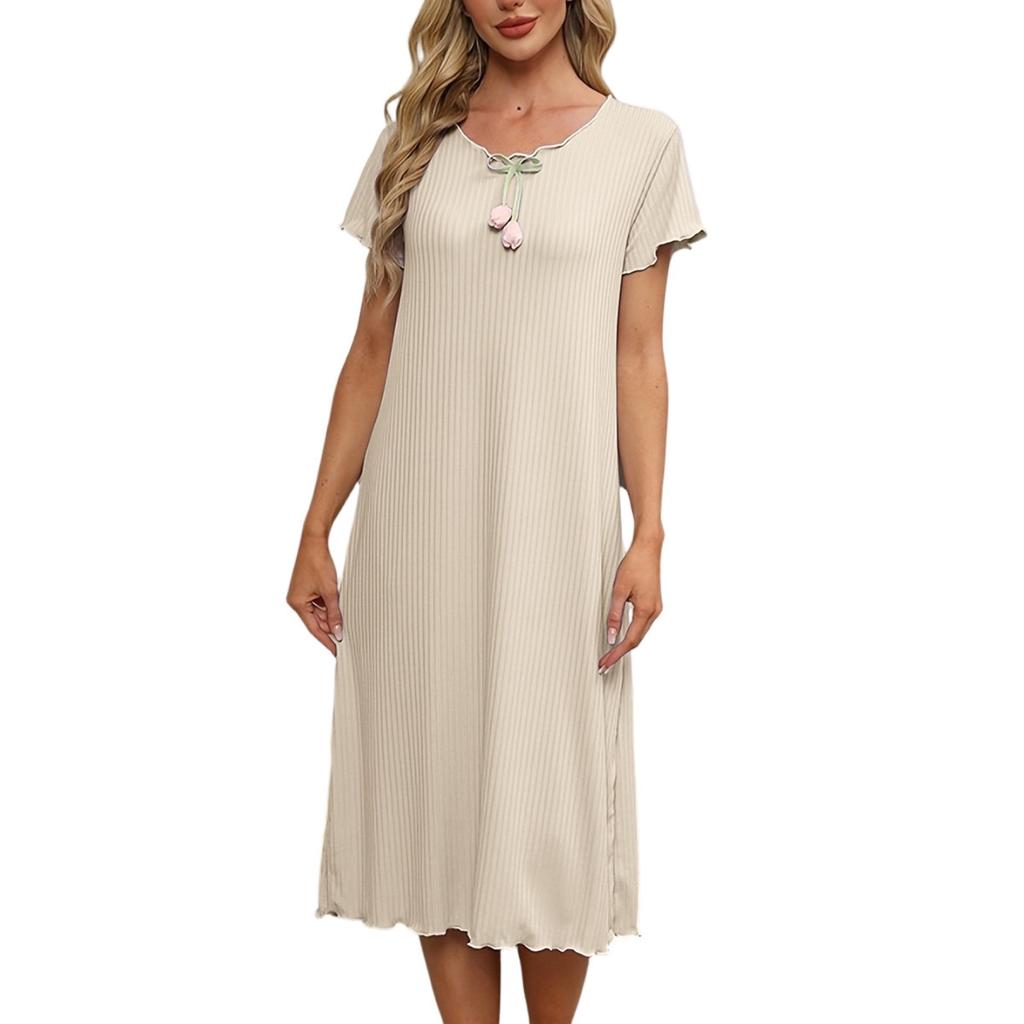 Ladies Casual Round Neck Short Sleeve Dress