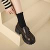 Zhike~ Platform High-heeled Loafers Women's Spring New 2025 Platform Muffin Small Leather Shoes British Style Single Shoes