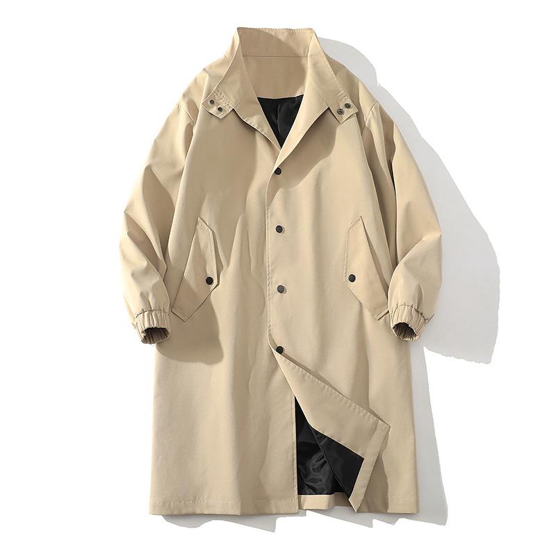 

Spring and Autumn Windbreak Men s Mid To Long Coat Men s Jacket Solid Color Single Breasted Lapel Out Fashion Casual Men s Wear XXXL хакі