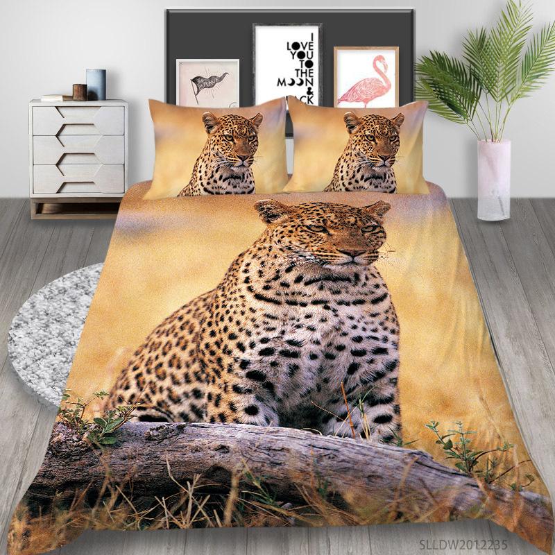 Leopard Series Digital Printing Quilt Cover Pillowcase Two Three Piece Set Polyester