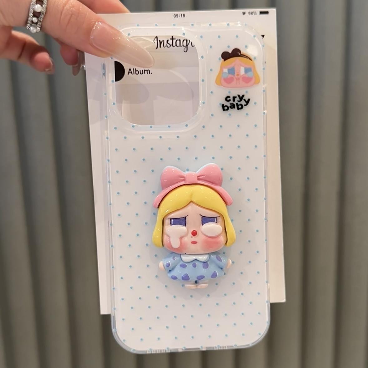 

Трехмерная плачущая девочка Подходит для чехла для телефона Apple 16promax Мультяшный защитный чехол для iPhone15 Huawei Xiaomi Apple 13