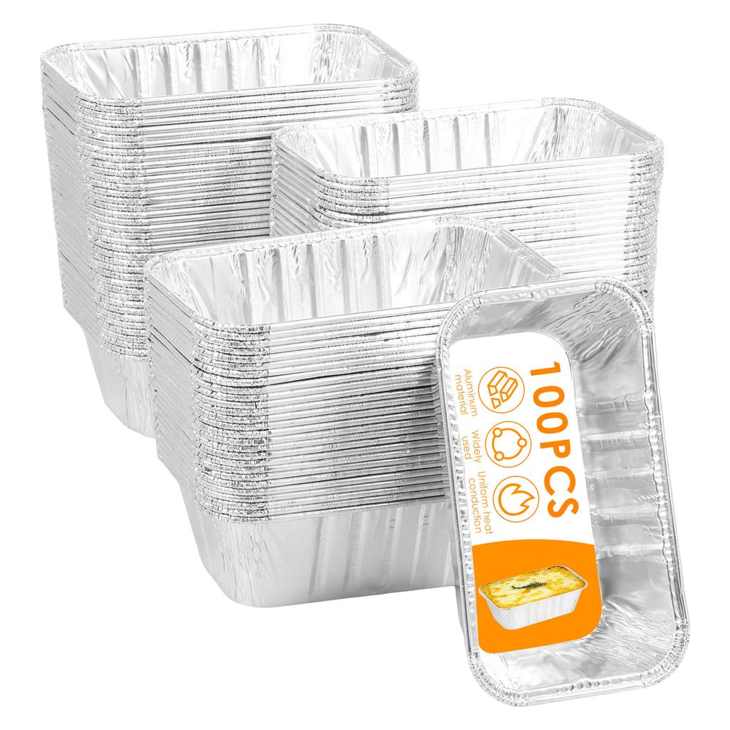 25/100PCS Free Wash Aluminum Foil Baking Trays Rectangular Tin Foil Tray AirFryer Food Containers Bowls BBQ Take Away Boxes