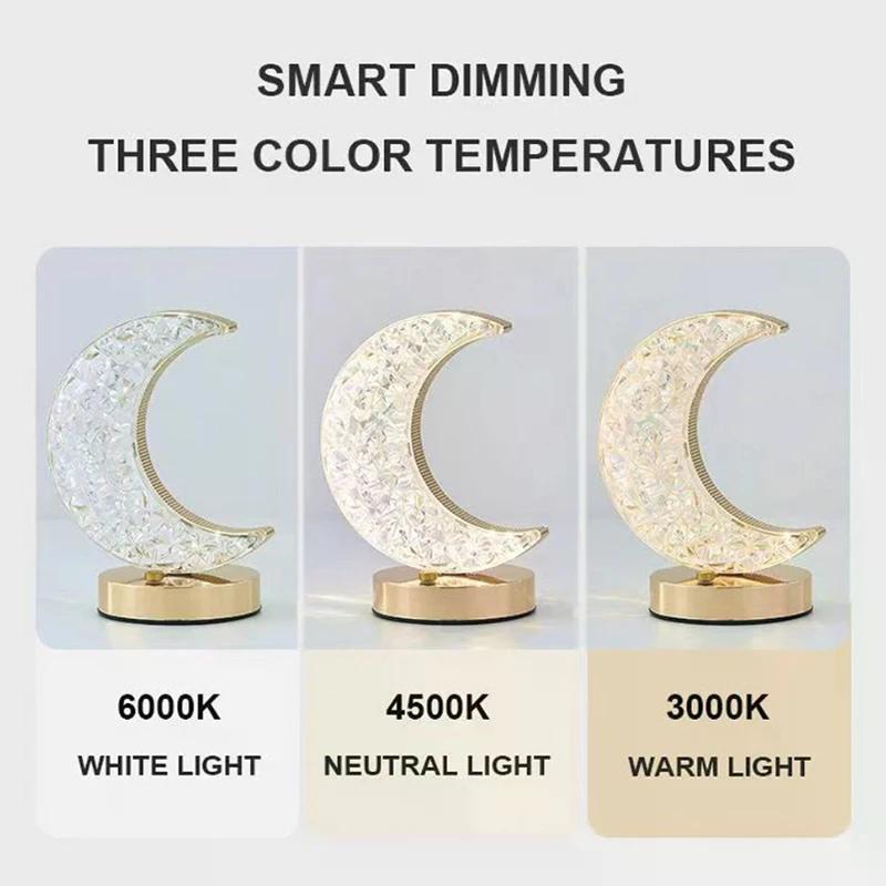 Moon Star Led Night Light Rechargeable Crystal Table Lamp Touch Switch Dimmable Ramadan Room Decor Ambient 3D Moon Lamp Eid Gift