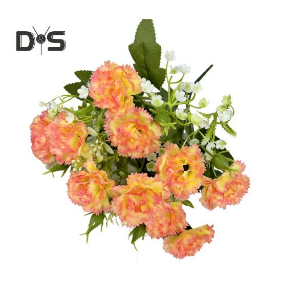 

Искусственный цветок гвоздики со стеблем, 10 головок, домашний офисный стол, центральная часть свадьбы, искусственный цветок, ветка, цветочная композиция, украшение оранжевый