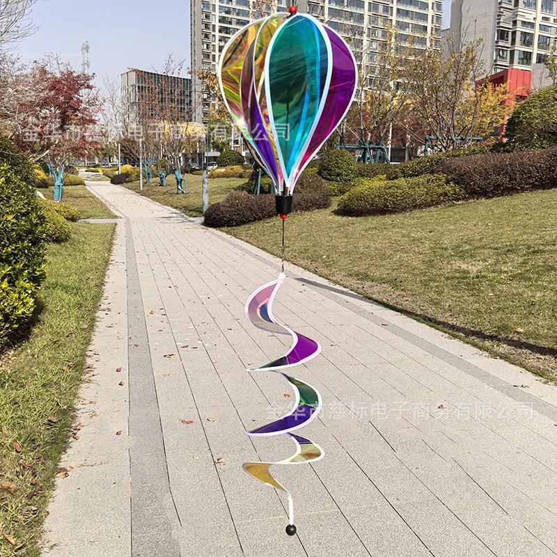 Rainbow Hot Air Balloon Garden Wind Spinner Ornament