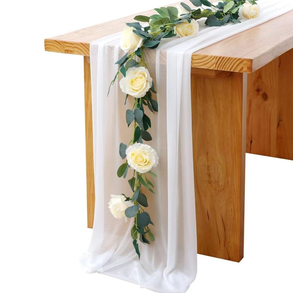 Chiffon Sheer Chiffon Table Runner Reusable Wedding Table Runner  Dinning Table