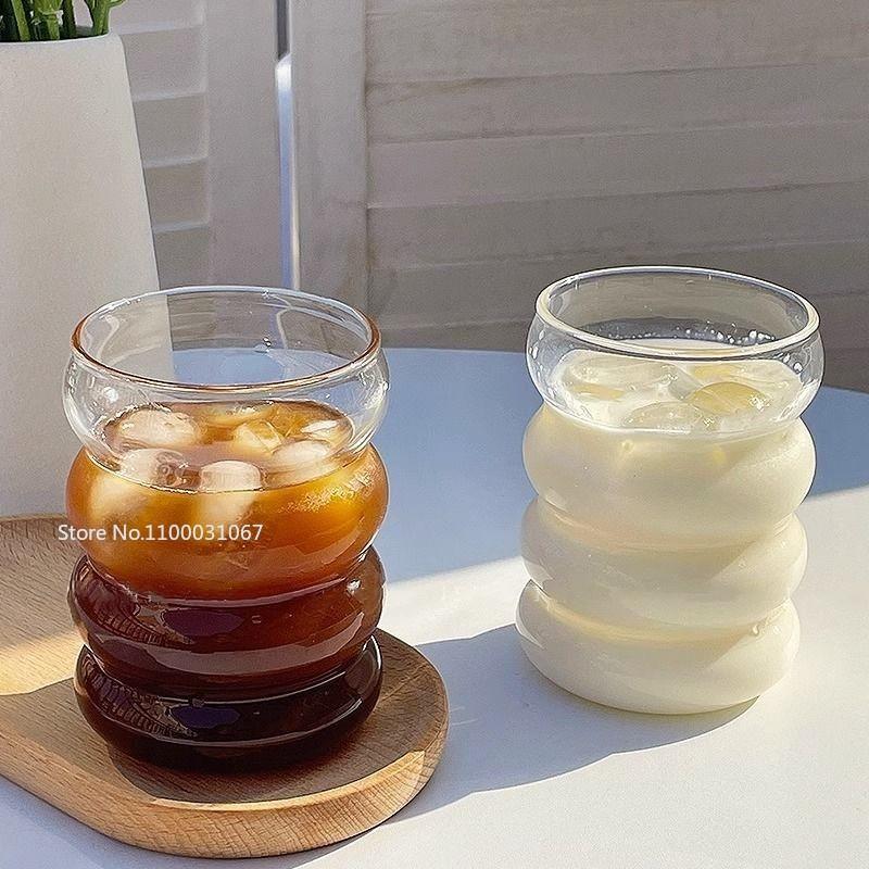 4PCS/lot  Heat-Resistant Clear Glass Coffee Cup High Borosilicate Water Milk Beer Juice Tea Cup for Home Bar Party Gift