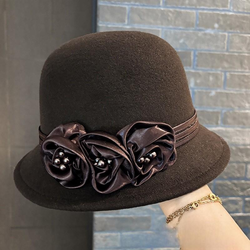 Wool Beret Hat For Women With Floral Embellishments And Wide Brim Winter Fashion