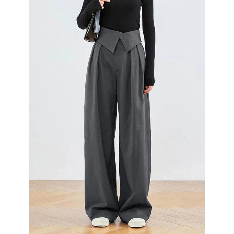 New Arrival French Style Loose High Waist Wide Leg Pants Casual Pants Loose High Waisted Casual Pants