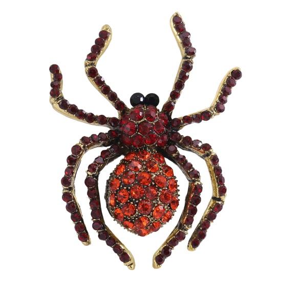 Spider Brooch Shiny Rhinestone Decor Realistic Spider Shape Clothes Collar Decoration Anti-rust Alloy Lightweight Clothes Jewelry Lady Gift