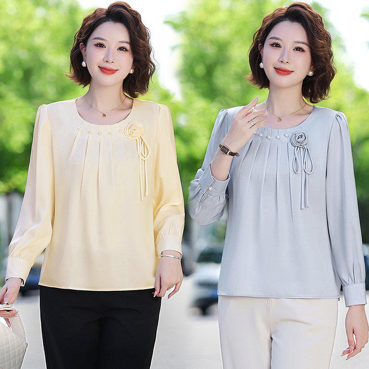 2025 Frühling/Herbst Damen Locker Langarm Übergröße T-Shirt - Neuer Chinesischer Stil Bauchbedeckendes Oberteil.